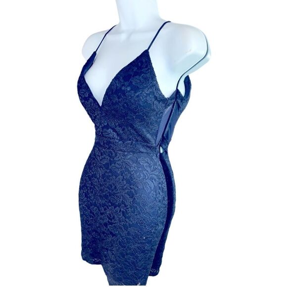 EMERALD SUNDAE Glitter Lace Bodycon Mini Dress Size XS - Picture 2 of 7